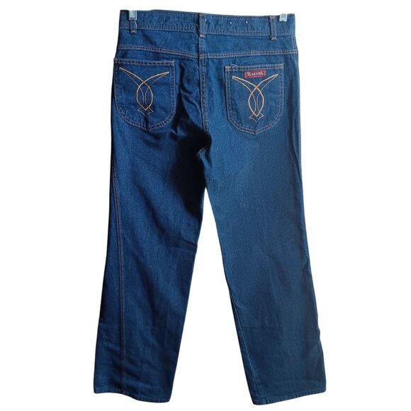 Vintage Mens Disco Jeans 30x31 80's Mens ZACARI embroidered DISCO POCKET DENIM - Picture 3 of 7